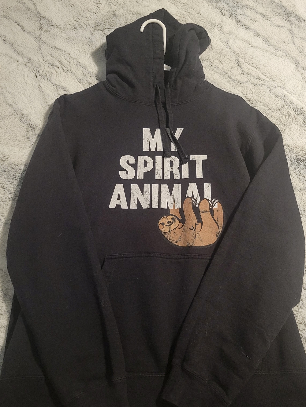 Port and Company Black Hoodie with 'My Spirit Animal' Sloth Graphic